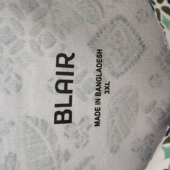 BLAIR Pullover Quarter To Half Zip With Kangaroo Front Pocket Green Print 3X - Picture 5 of 9